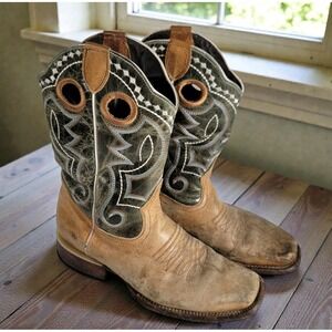 J.B Dillon Men's Square Toe Nevada Tan Western Cowboy Boots Size‎ 6.5 D Green